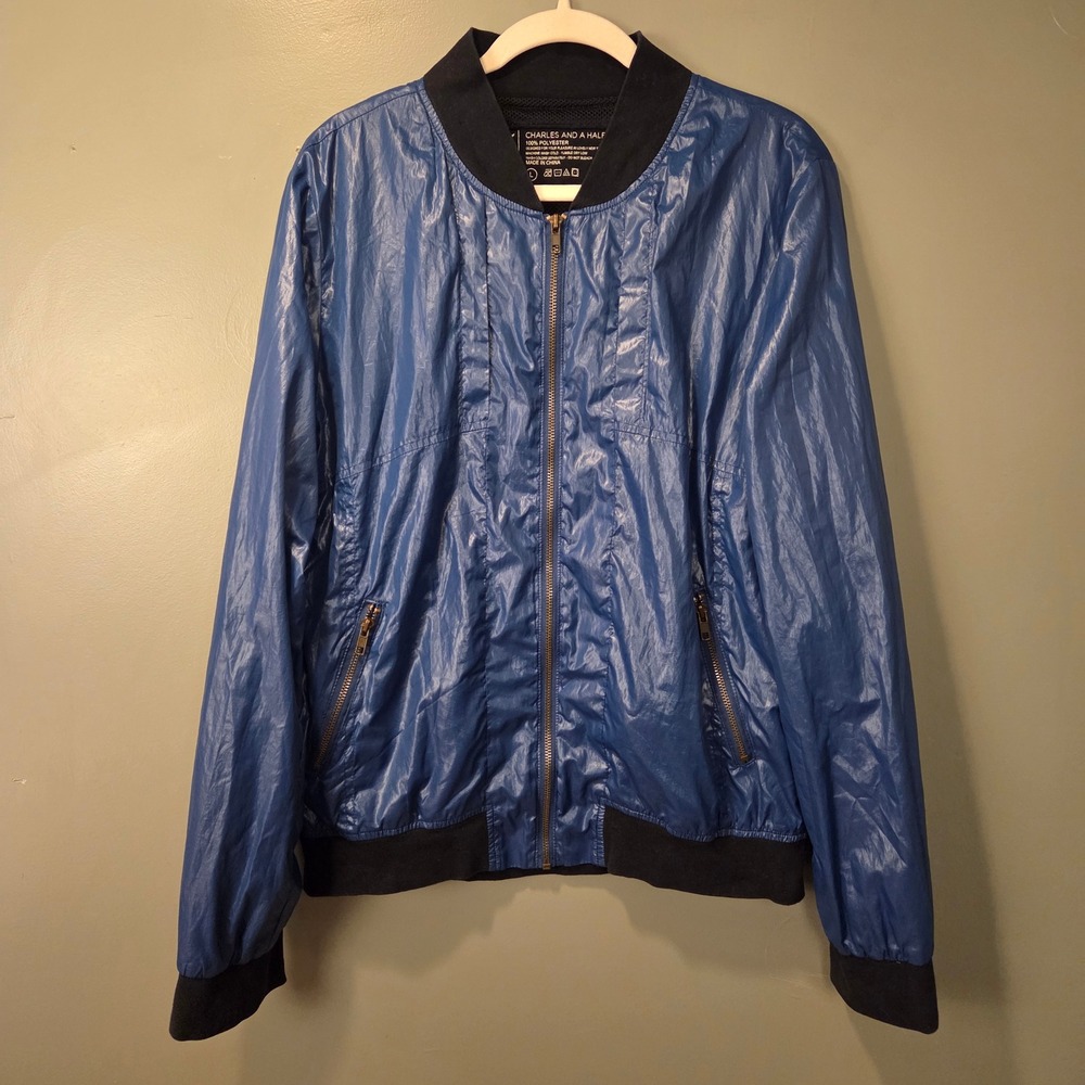 Charles‎ And A Half Men's Bomber Jacket Size L Blue Urban Outfitters Streetwear